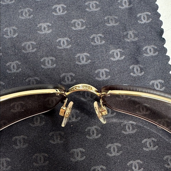 Chanel Crystal Coco CC Logo Sunglasses Vintage Amber Orange Gold Y2K 4095-B Case main image 7